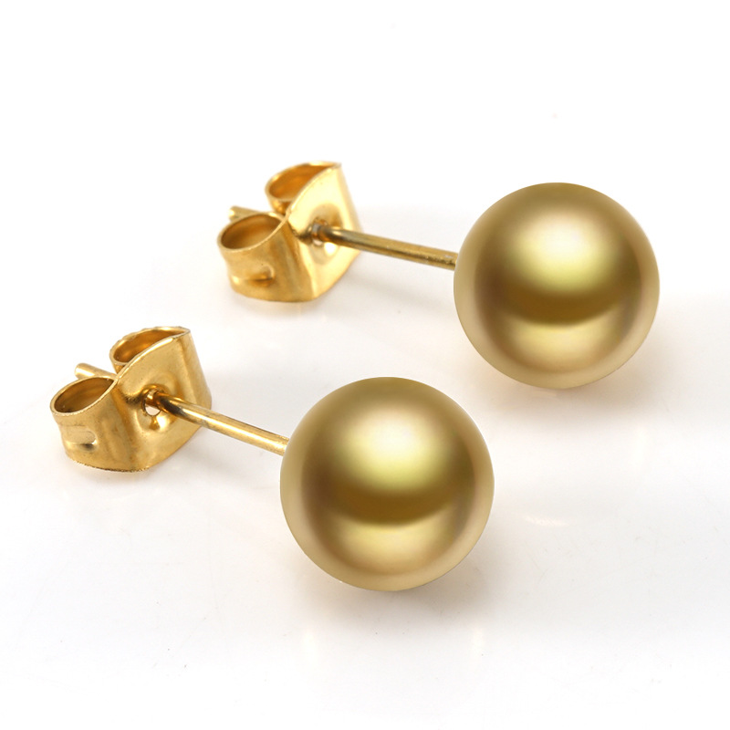 Gold / 1 Pair Simple Series Simple Solid Color Stainless Steel 18K Gold Plated Women's Stud Earrings Picture4